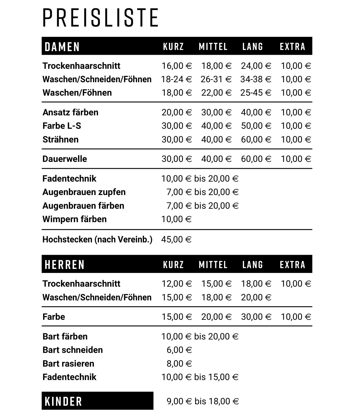 Preisliste